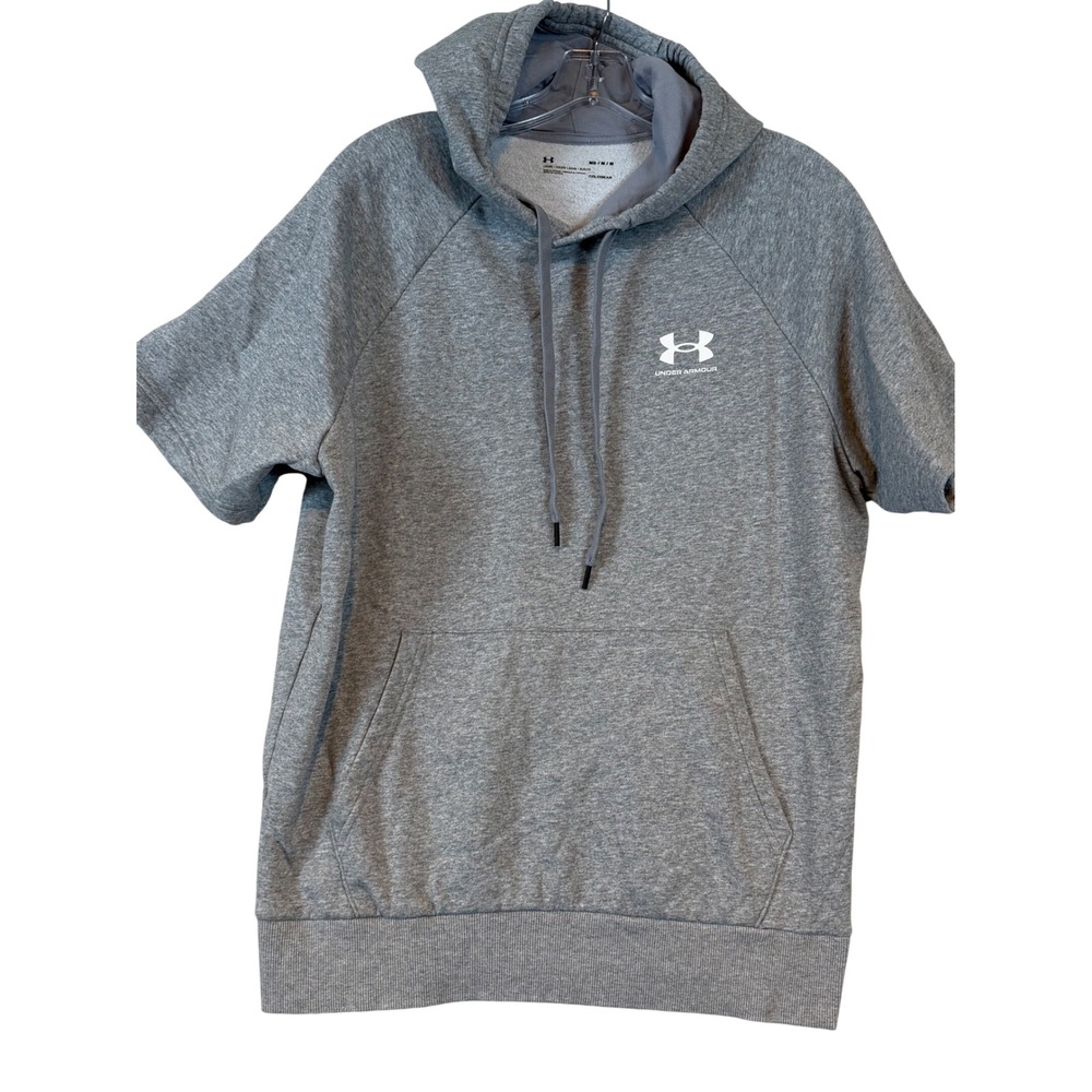 Under Armour Mens ColdGear Short Sleeve Hoodie Gray Loose Fit •M• Pullover Gym